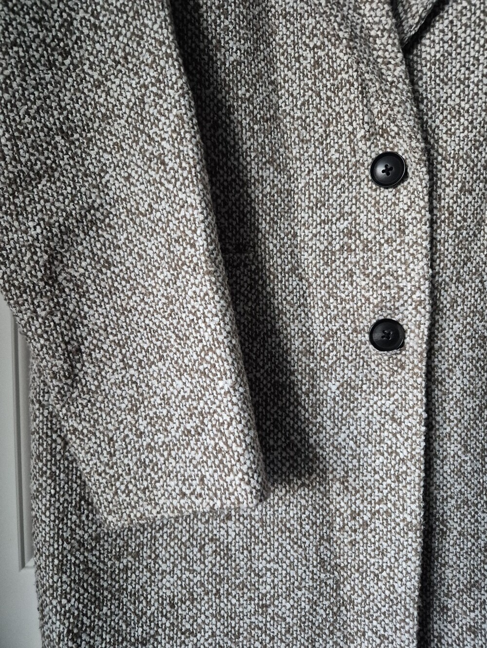 VERO MODA Brown Textured Bouclé Longline Coat Jacket - Women's Size M - Picture 4 of 9